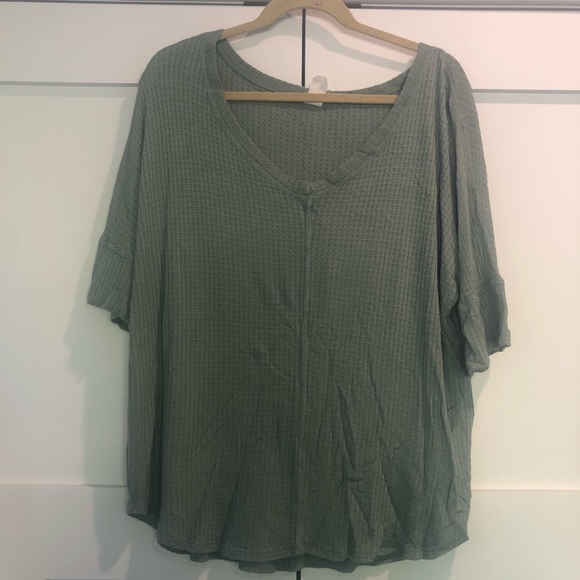 7th Ray - Teal Waffle Shirt 3/4 Sleeve - Picture 4 of 6